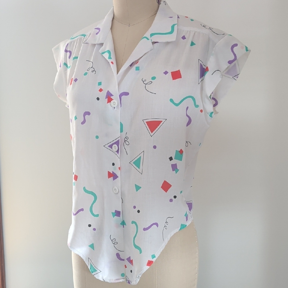Liberation California - Late 80s/Early 90s Women's Top - Geo Print